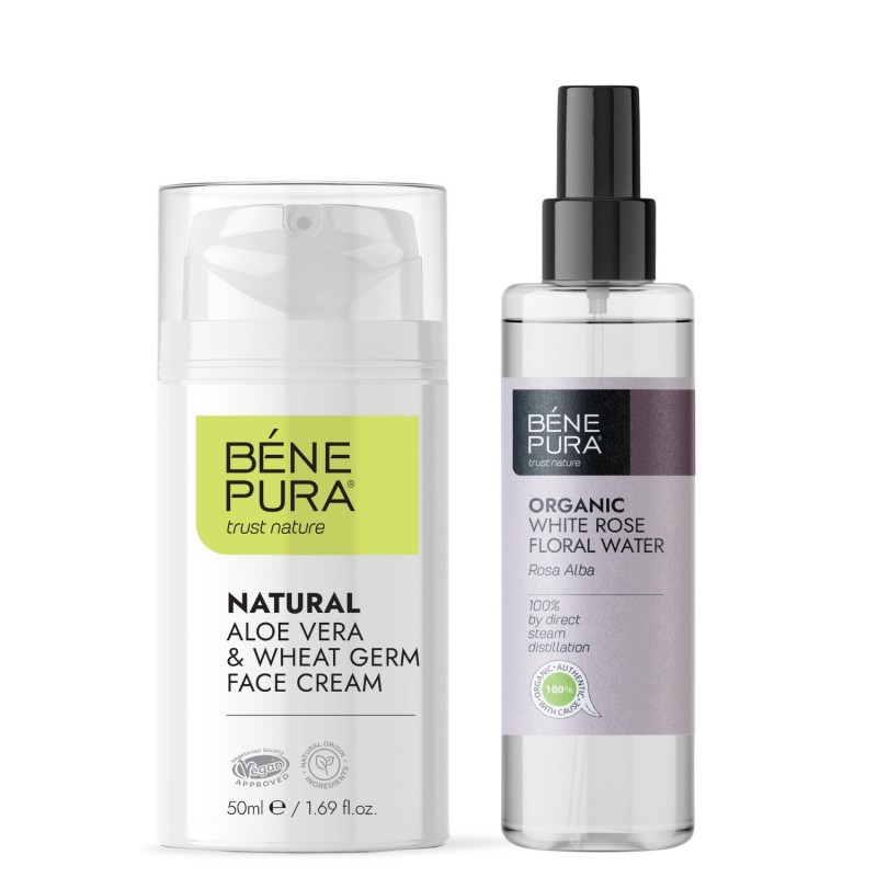 Aloe Vera Ansiktskräm och Bio Rosa Alba Rosenvatten - 