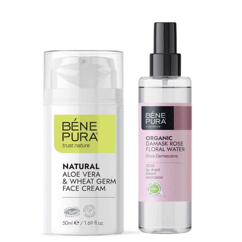 Aloe Vera Ansiktskräm och Bio Rosa Damascena Rosenvatten - 