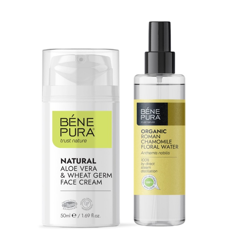 Aloe Vera Ansiktskräm och Bio Romersk Kamomill Blomvatten - 