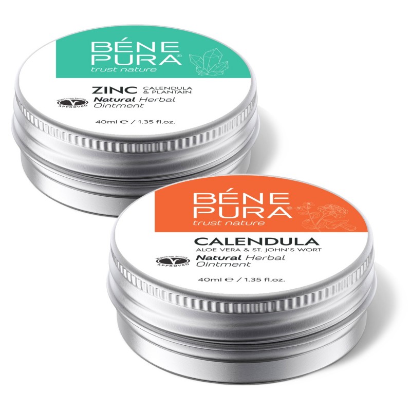 Klådsalva med Zinkoxid och Bränn- och sårsalva med Ringblomma, Aloe Vera och Johannesört - GMC
