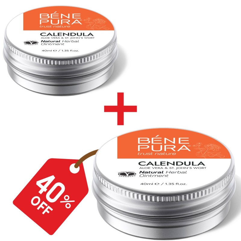 2x Bränn- och sårsalva med Ringblomma, Aloe Vera och Johannesört - 40ml - Örtsalvor