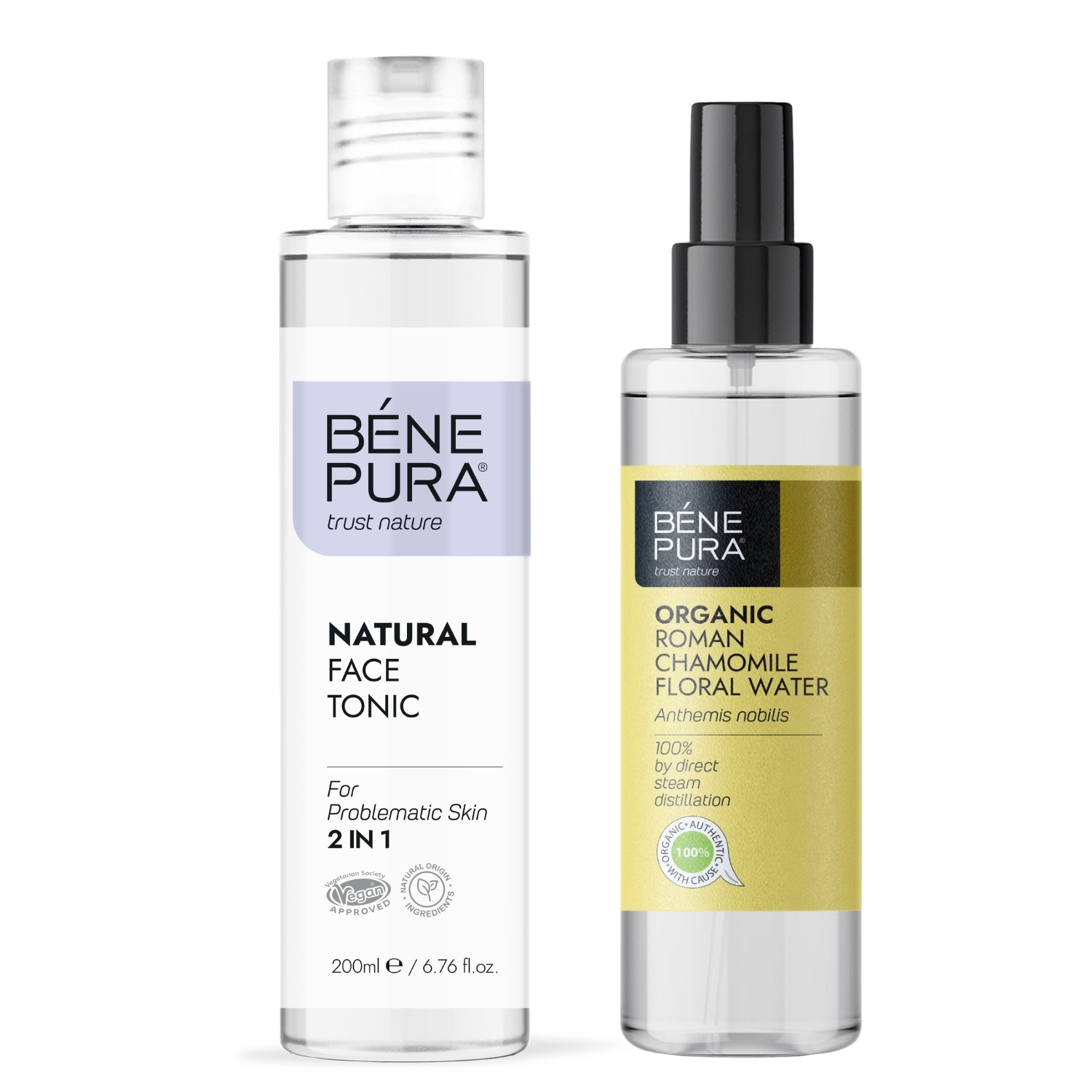 Ansiktstonic för problematisk hud och Bio Romersk Kamomill Blomvatten - Produktjämförelse