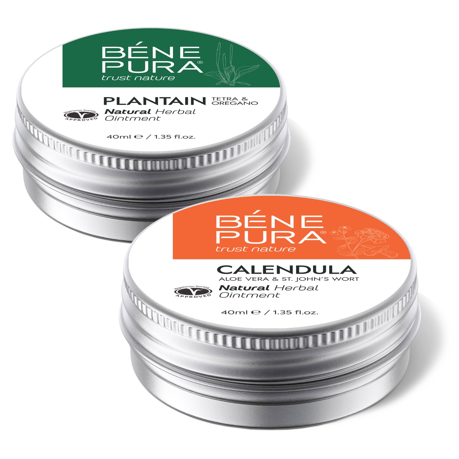 Klådsalva med Groblad och Bränn- och sårsalva med Ringblomma, Aloe Vera och Johannesört