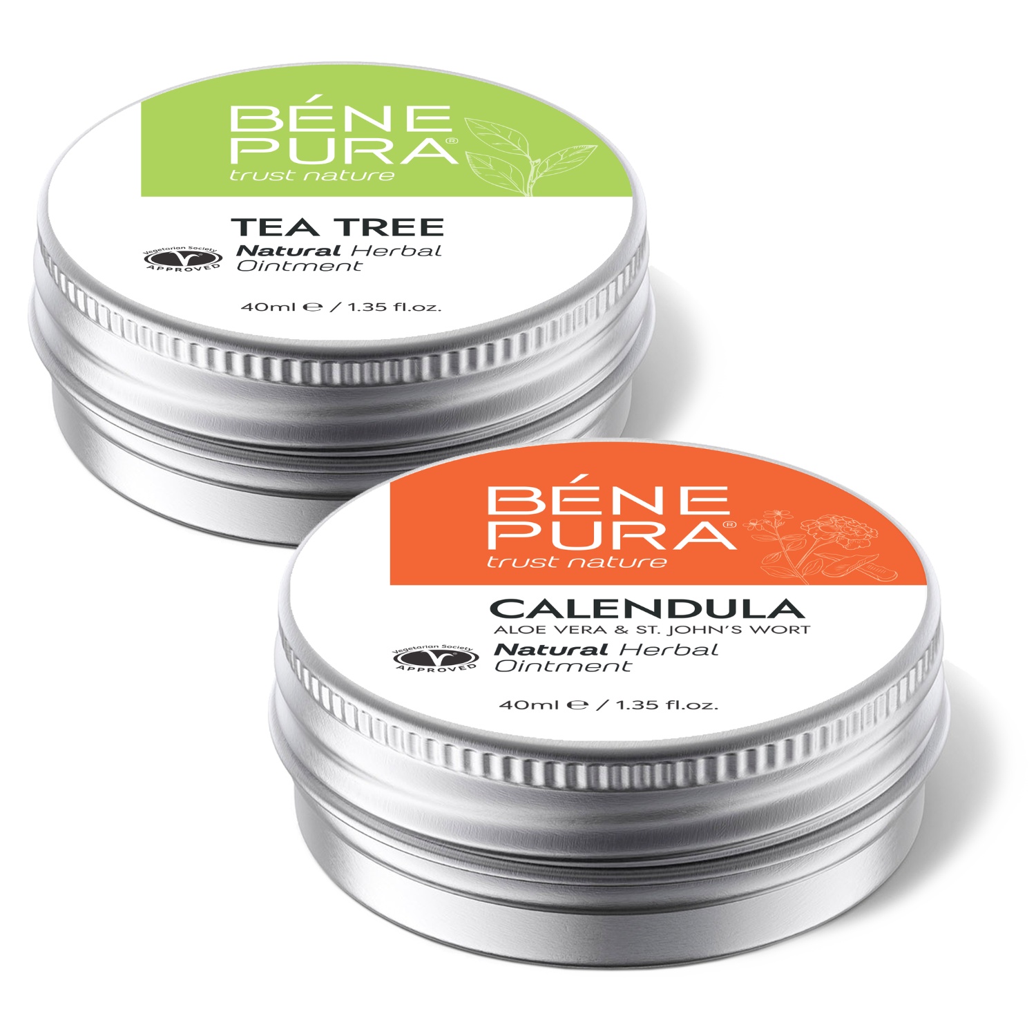 Klådsalva med Teträd och Bränn- och sårsalva med Ringblomma, Aloe Vera och Johannesört