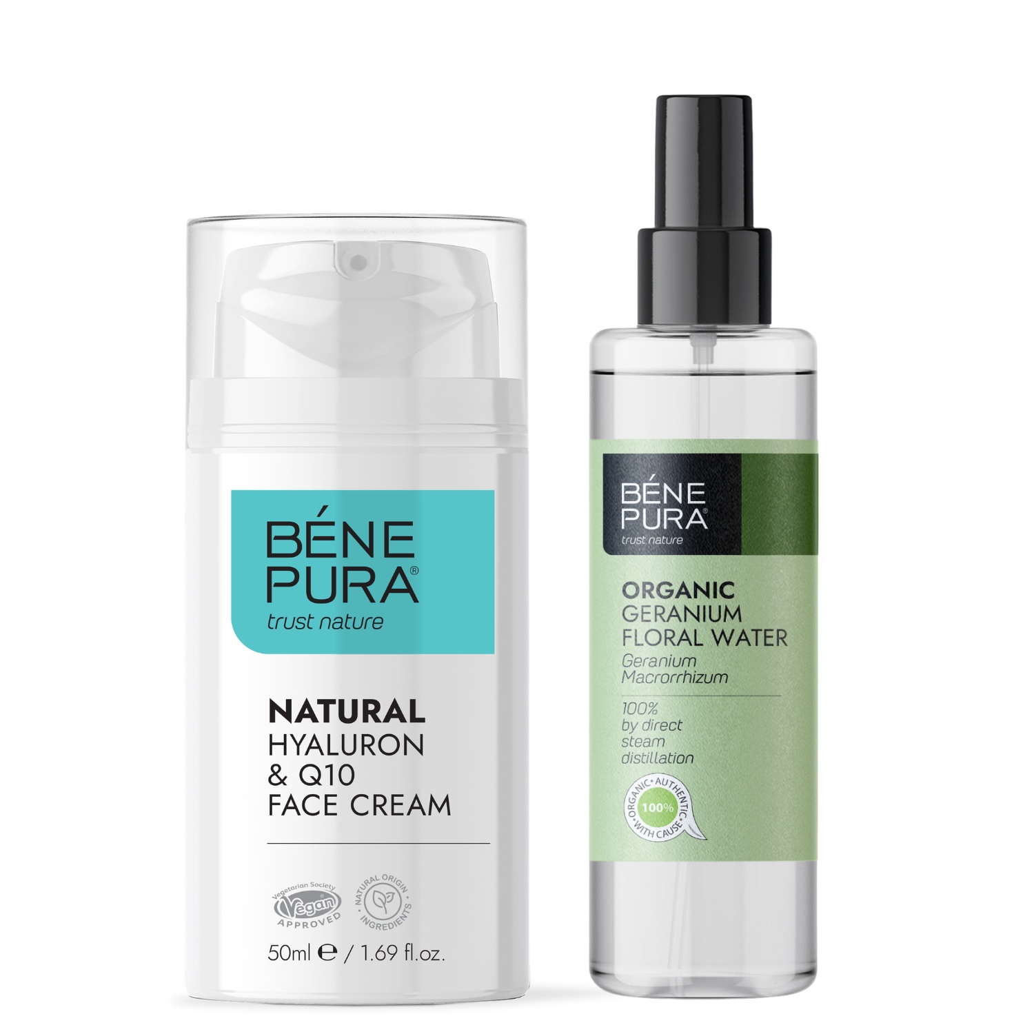 Hyaluron & Q10 Ansiktskräm och Bio Geranium Blomvatten