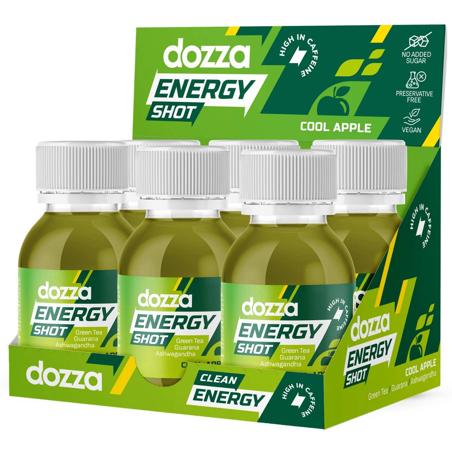 6x Pack DOZZA Energy Cool Apple Energy shot - 60ml - Produktjämförelse