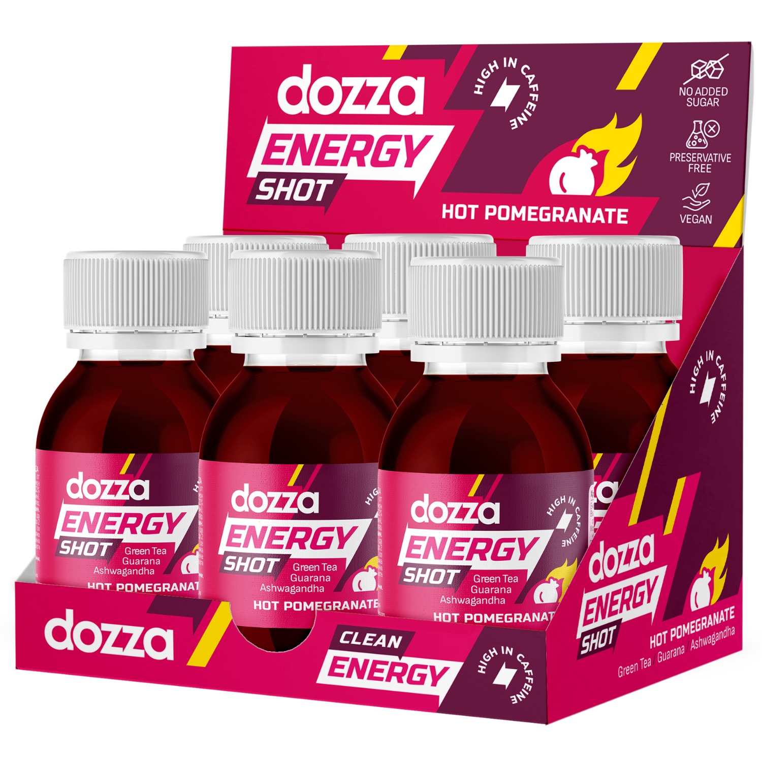 6x Pack DOZZA Energy Hot Pomegranate Energy shot - 60ml - Produktjämförelse