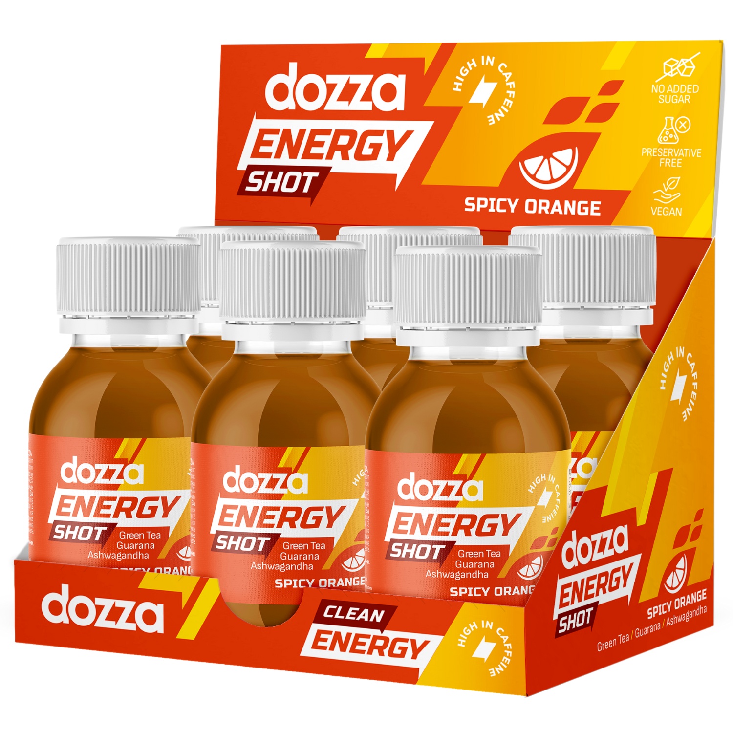 6x Pack DOZZA Energy Spicy Orange Energy shot - 60ml - Produktjämförelse